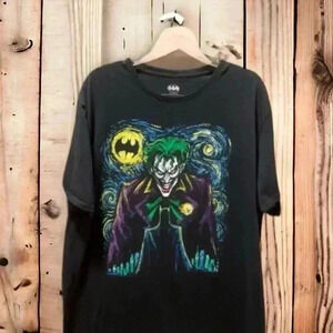 DC Comics Batman Mens Black Tshirt Joker Starry Night Picasso Size 2XL